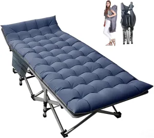 LILYPELLE Folding Camping Cot, Heavy Duty Sleeping Cots with Carry Bag, Double Layer Oxford Portable Travel Camp Cots for Home, Office Nap and Outdoor Beach