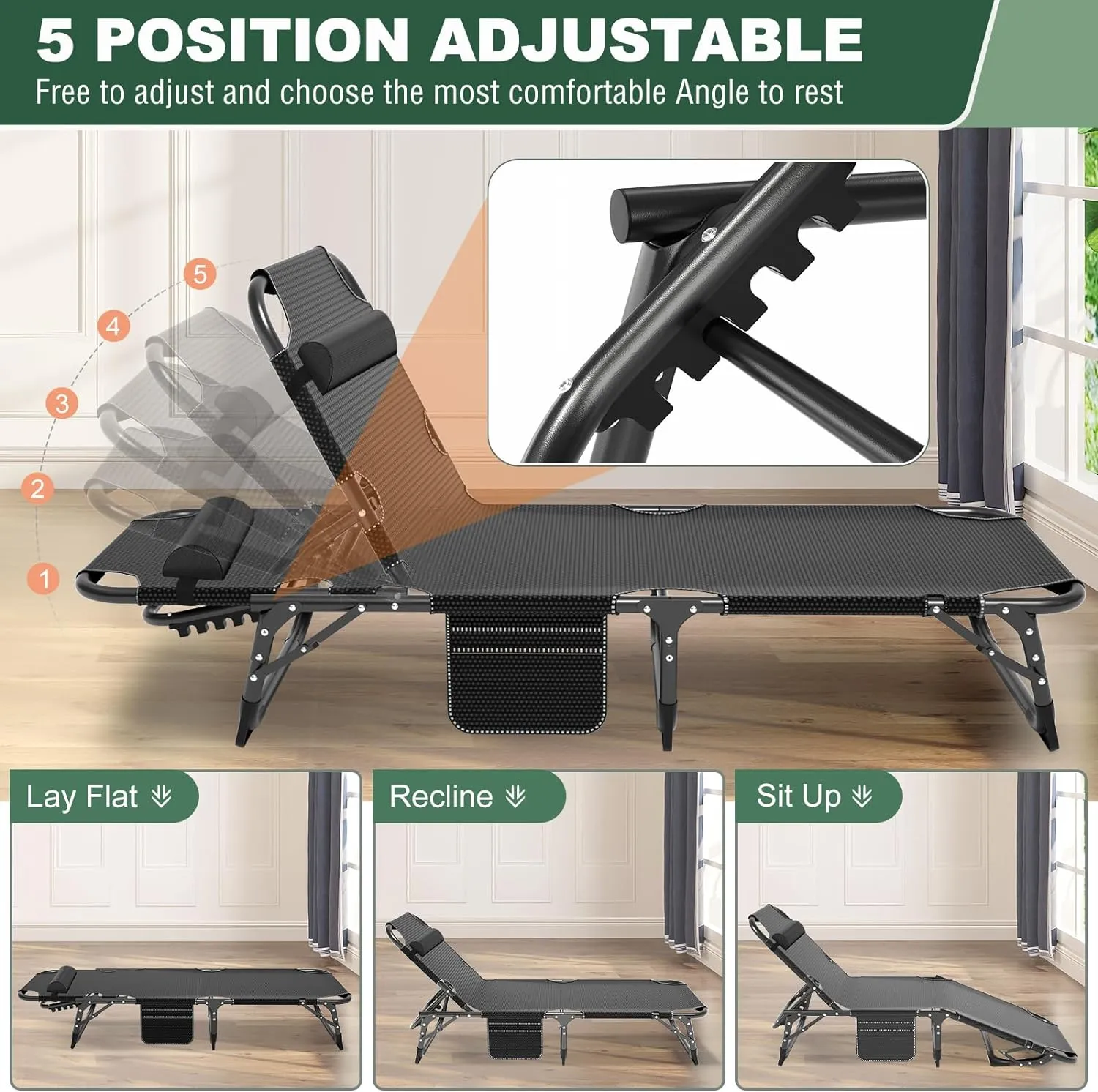 LILYPELLE Folding Camping Cot, Heavy Duty Sleeping Cots with Carry Bag, Double Layer Oxford Portable Travel Camp Cots for Home, Office Nap and Outdoor Beach