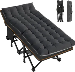 LILYPELLE Folding Camping Cot, Heavy Duty Sleeping Cots with Carry Bag, Double Layer Oxford Portable Travel Camp Cots for Home, Office Nap and Outdoor Beach