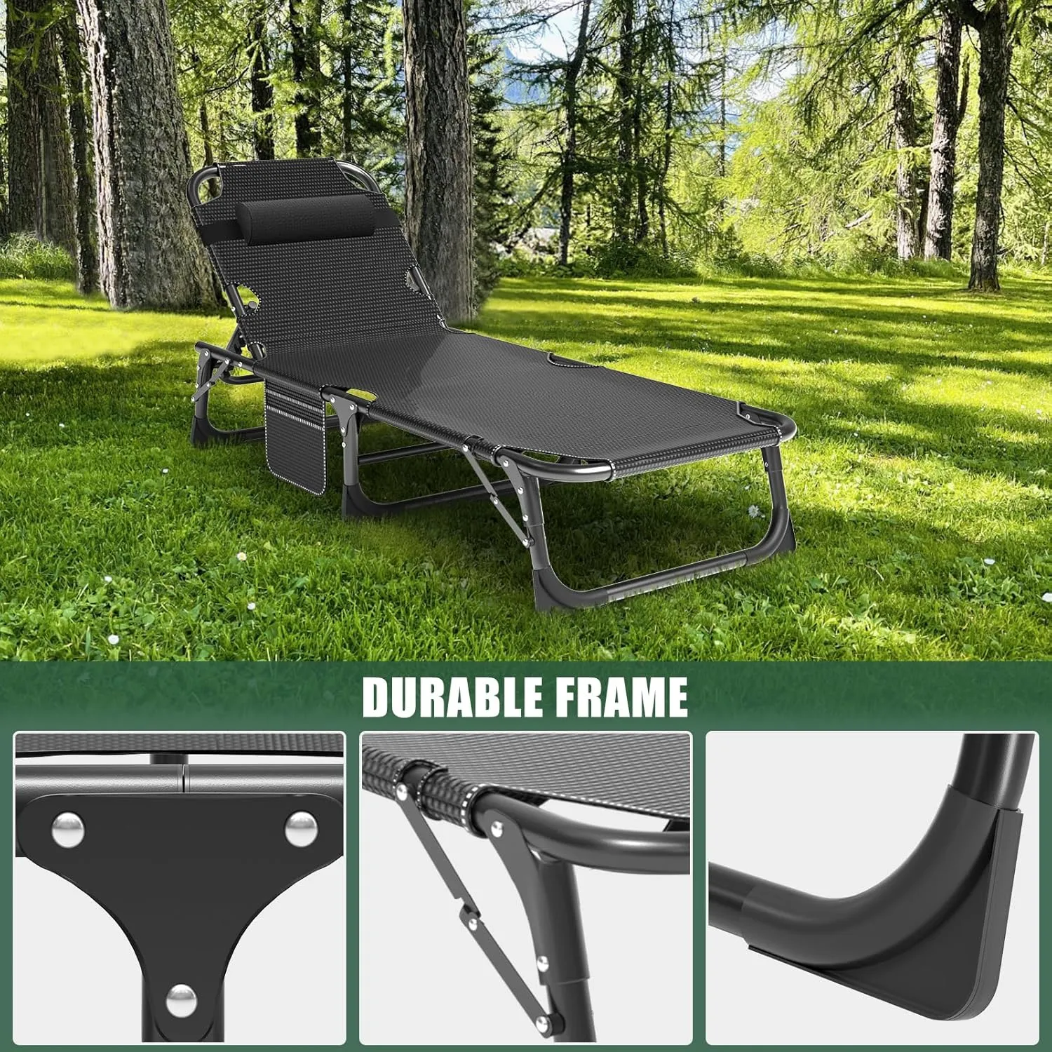 LILYPELLE Folding Camping Cot, Heavy Duty Sleeping Cots with Carry Bag, Double Layer Oxford Portable Travel Camp Cots for Home, Office Nap and Outdoor Beach