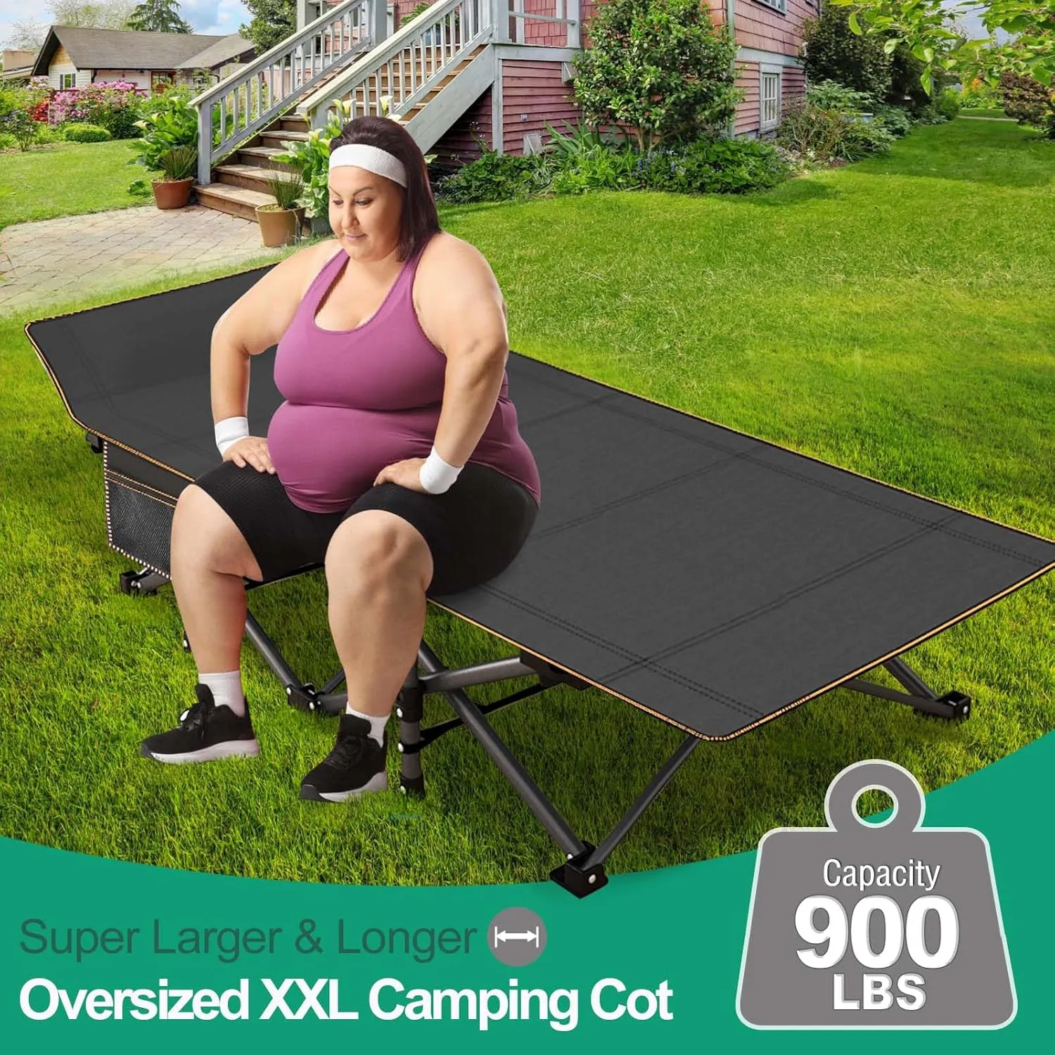 LILYPELLE Folding Camping Cot, Heavy Duty Sleeping Cots with Carry Bag, Double Layer Oxford Portable Travel Camp Cots for Home, Office Nap and Outdoor Beach