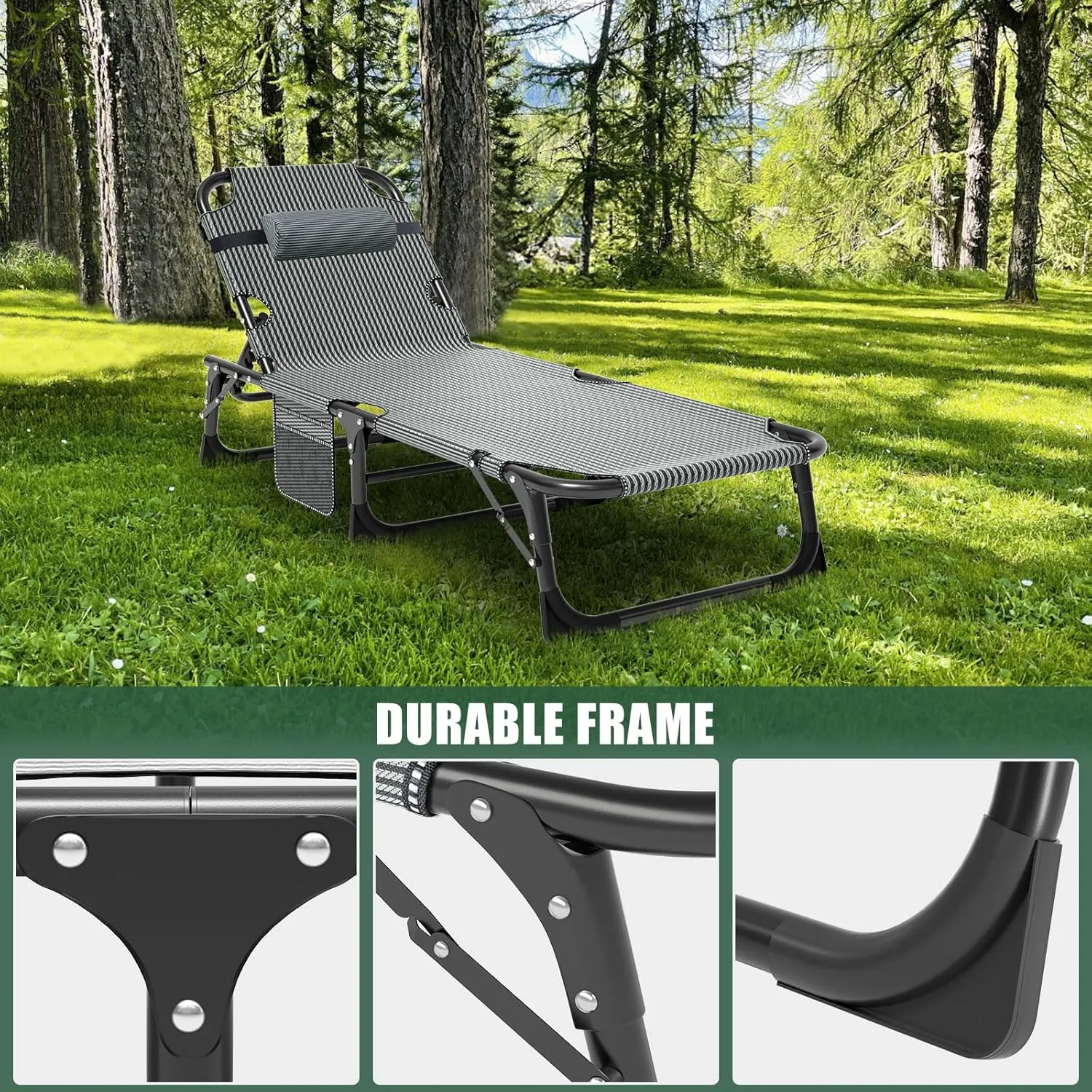 LILYPELLE Folding Camping Cot, Heavy Duty Sleeping Cots with Carry Bag, Double Layer Oxford Portable Travel Camp Cots for Home, Office Nap and Outdoor Beach