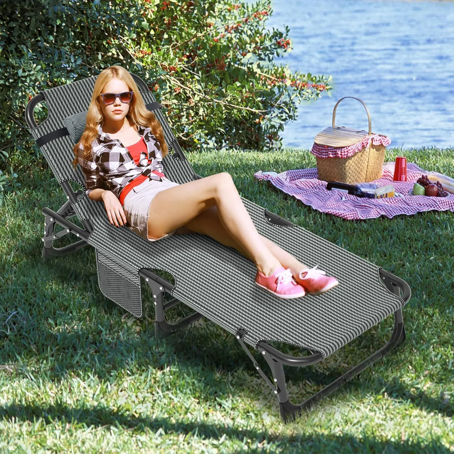 LILYPELLE Folding Camping Cot, Heavy Duty Sleeping Cots with Carry Bag, Double Layer Oxford Portable Travel Camp Cots for Home, Office Nap and Outdoor Beach