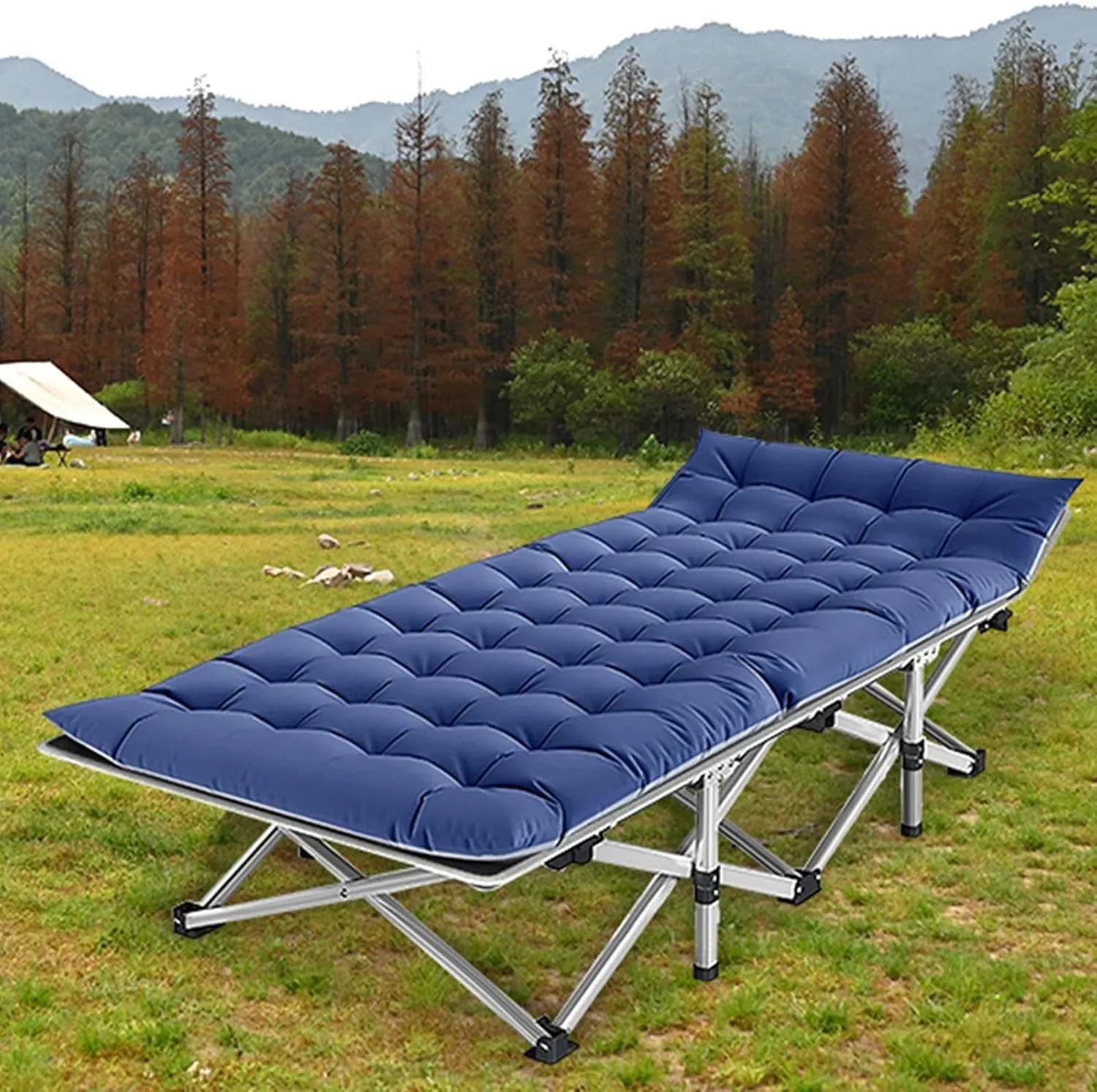 LILYPELLE Folding Camping Cot W/Mattress, 78" L x 32" W x 18" H Cot Bed, Heavy Duty Wide Camping Cot XXL for Adults, Portable Sleeping Cot Bed for Travel Camping/Office, Home Nap