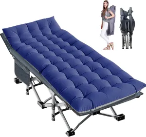 LILYPELLE Folding Camping Cot W/Mattress, 78" L x 32" W x 18" H Cot Bed, Heavy Duty Wide Camping Cot XXL for Adults, Portable Sleeping Cot Bed for Travel Camping/Office, Home Nap