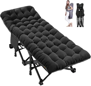 LILYPELLE Folding Camping Cot W/Mattress, 78" L x 32" W x 18" H Cot Bed, Heavy Duty Wide Camping Cot XXL for Adults, Portable Sleeping Cot Bed for Travel Camping/Office, Home Nap