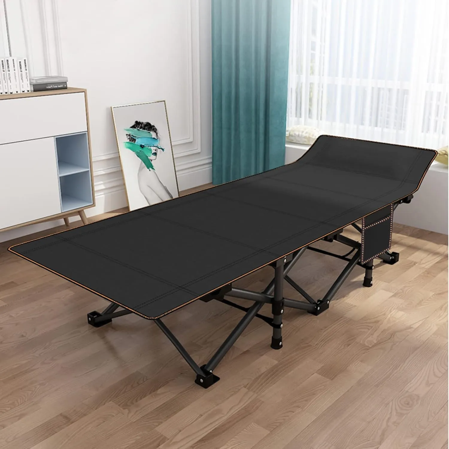 LILYPELLE Folding Camping Cot W/Mattress, 78" L x 32" W x 18" H Cot Bed, Heavy Duty Wide Camping Cot XXL for Adults, Portable Sleeping Cot Bed for Travel Camping/Office, Home Nap