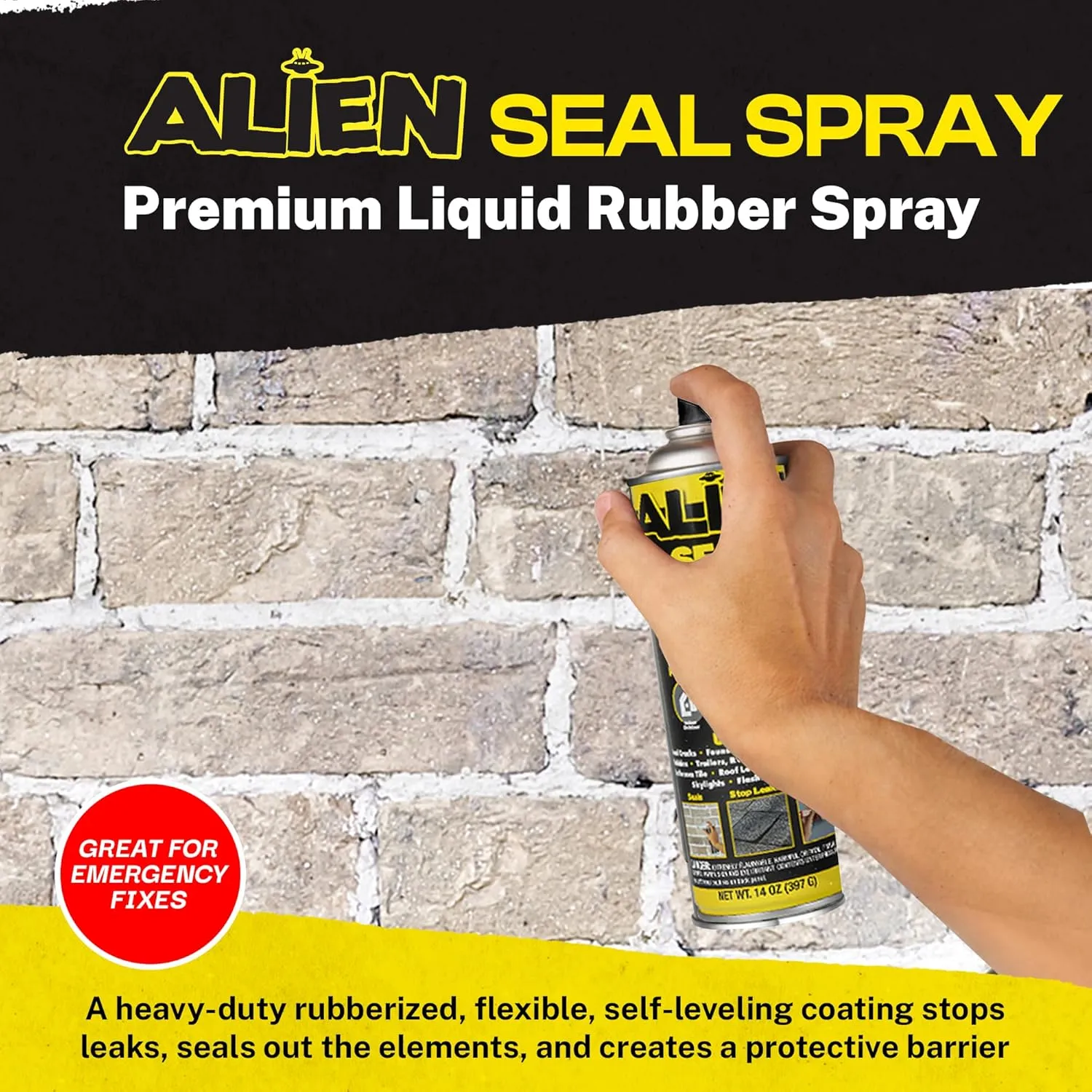Liquid Sealant Spray 2 Pack, Waterproof Liquid Rubber Spray Prevents Patches and Seals Leaks, Protects Surfaces, Works on Most Materials, Long Lasting, Dries Black