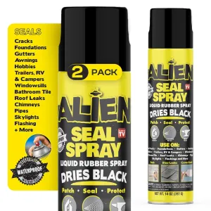 Liquid Sealant Spray 2 Pack, Waterproof Liquid Rubber Spray Prevents Patches and Seals Leaks, Protects Surfaces, Works on Most Materials, Long Lasting, Dries Black