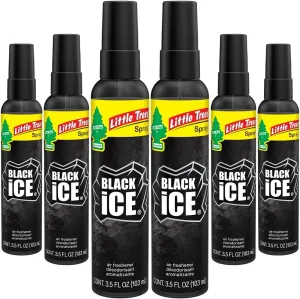 LITTLE TREES Car Air Freshener. SPRAY Provides a Long-Lasting Scent for Auto or Home. On-the-go Freshness. Black Ice, 6 Air Fresheners