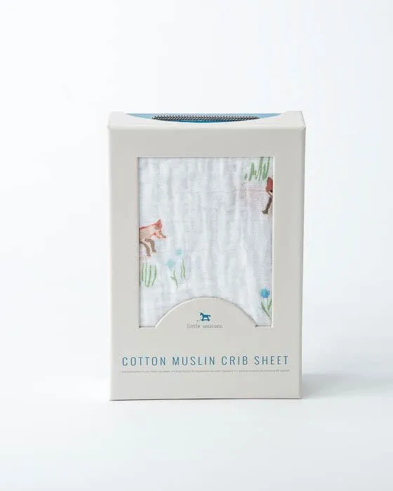 Little Unicorn - Cotton Muslin Cot Sheet - Fox