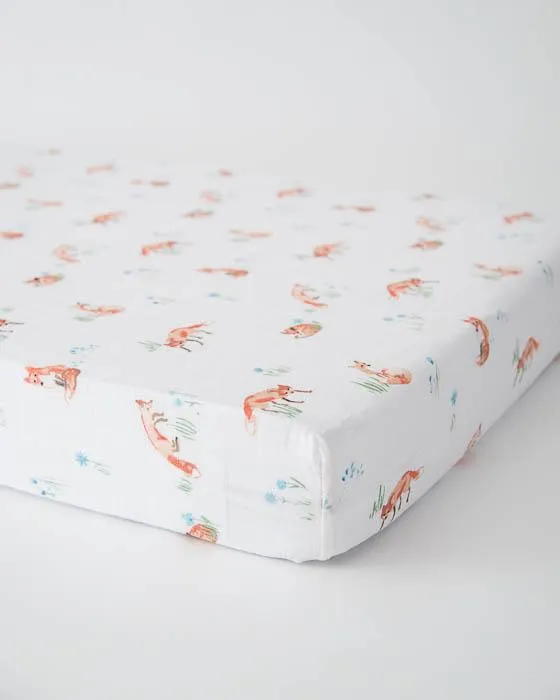 Little Unicorn - Cotton Muslin Cot Sheet - Fox