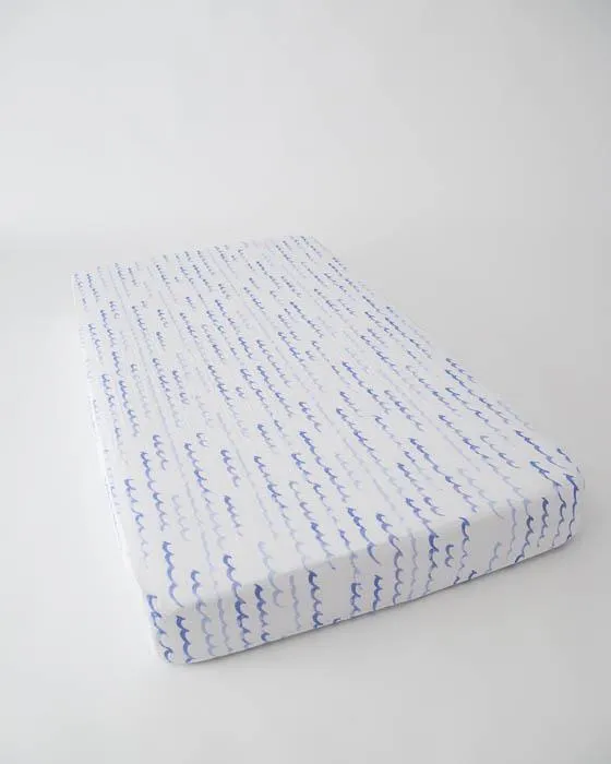 Little Unicorn - Cotton Muslin Cot Sheet - High Tide