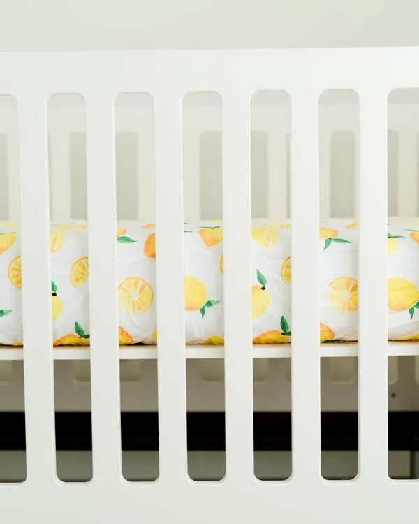 Little Unicorn - Cotton Muslin Cot Sheet - Lemon