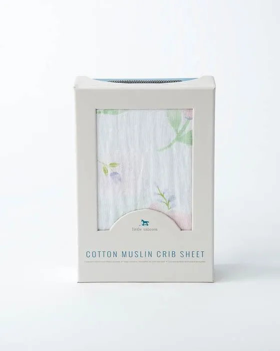 Little Unicorn - Cotton Muslin Cot Sheet - Pink Peony