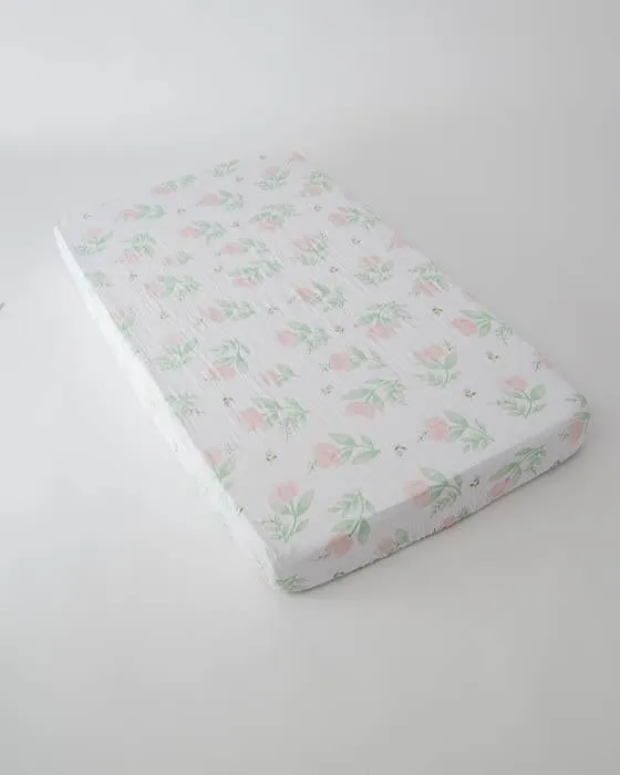 Little Unicorn - Cotton Muslin Cot Sheet - Pink Peony