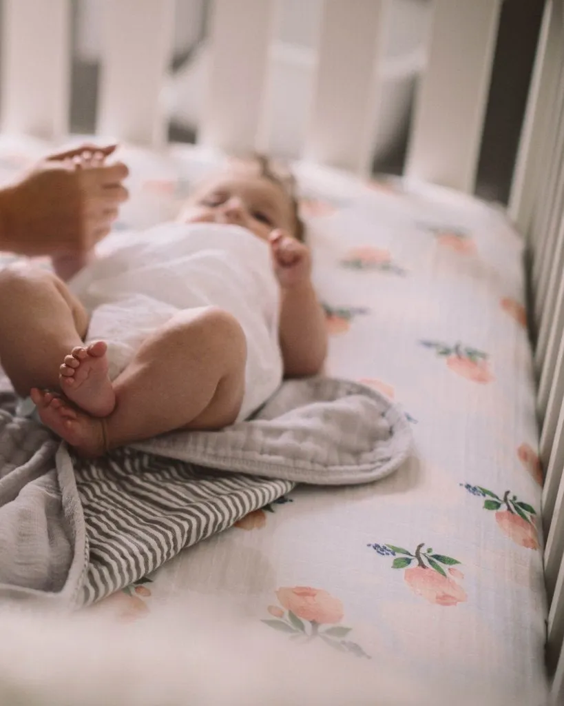 Little Unicorn - Cotton Muslin Cot Sheet - Watercolour Rose