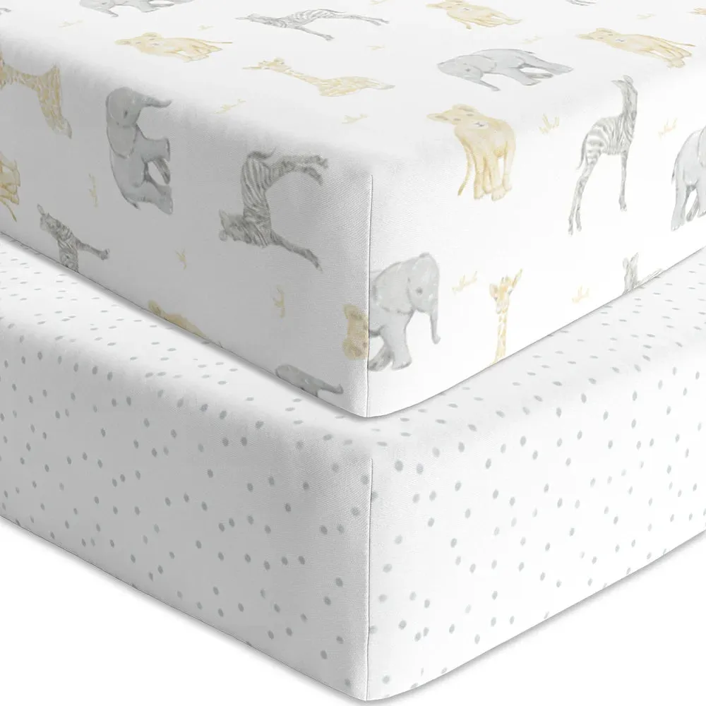 Living Textiles Cot Fitted Sheet Jersey - 2 Pack