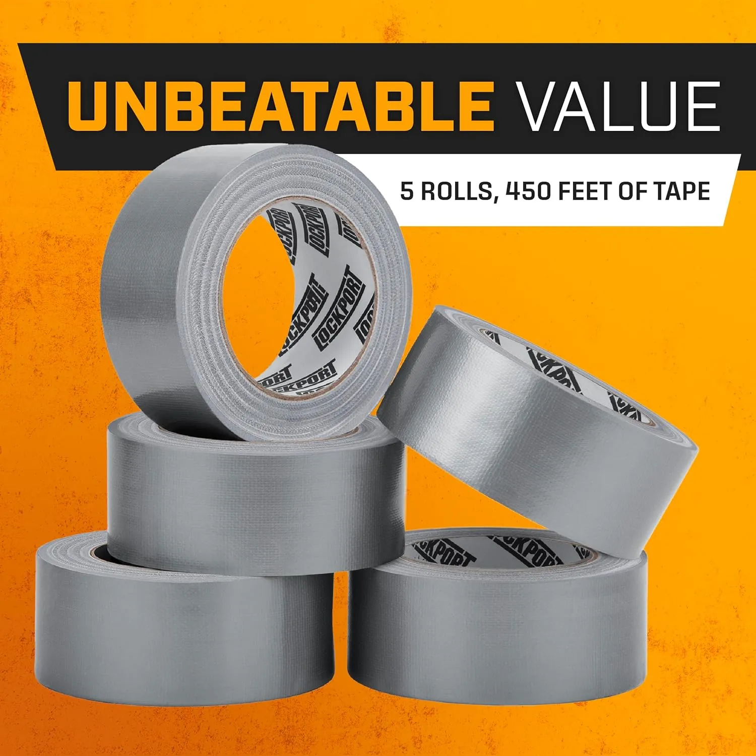 Lockport 5 Pack Duct Tape Heavy Duty - Waterproof, Strong Adhesive Silver Duct Tape Bulk for Indoor Outdoor Repairs, Tear by Hand - 30 Yards x 2 Inch