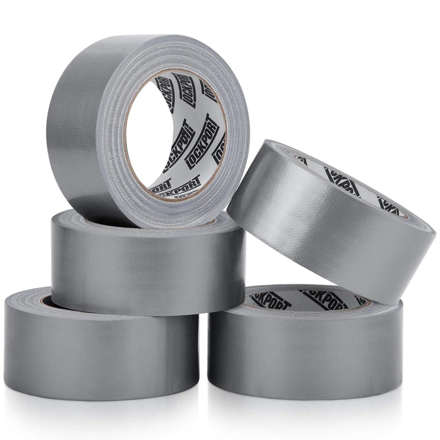 Lockport 5 Pack Duct Tape Heavy Duty - Waterproof, Strong Adhesive Silver Duct Tape Bulk for Indoor Outdoor Repairs, Tear by Hand - 30 Yards x 2 Inch