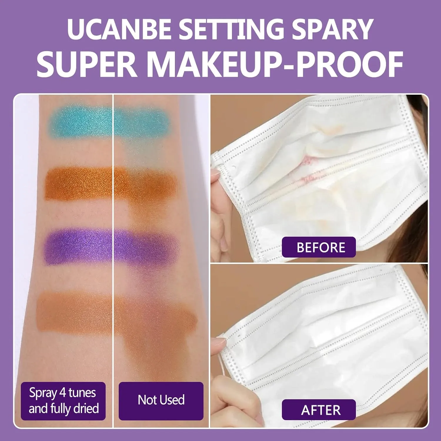 Long Lasting Makeup Setting Spray Kit- 6.76 Fl oz Hydrating Matte Finish Mist Lightweight Face Make up Fixer  Travel Size Spray Bottle Sponge Puff Makeup Set