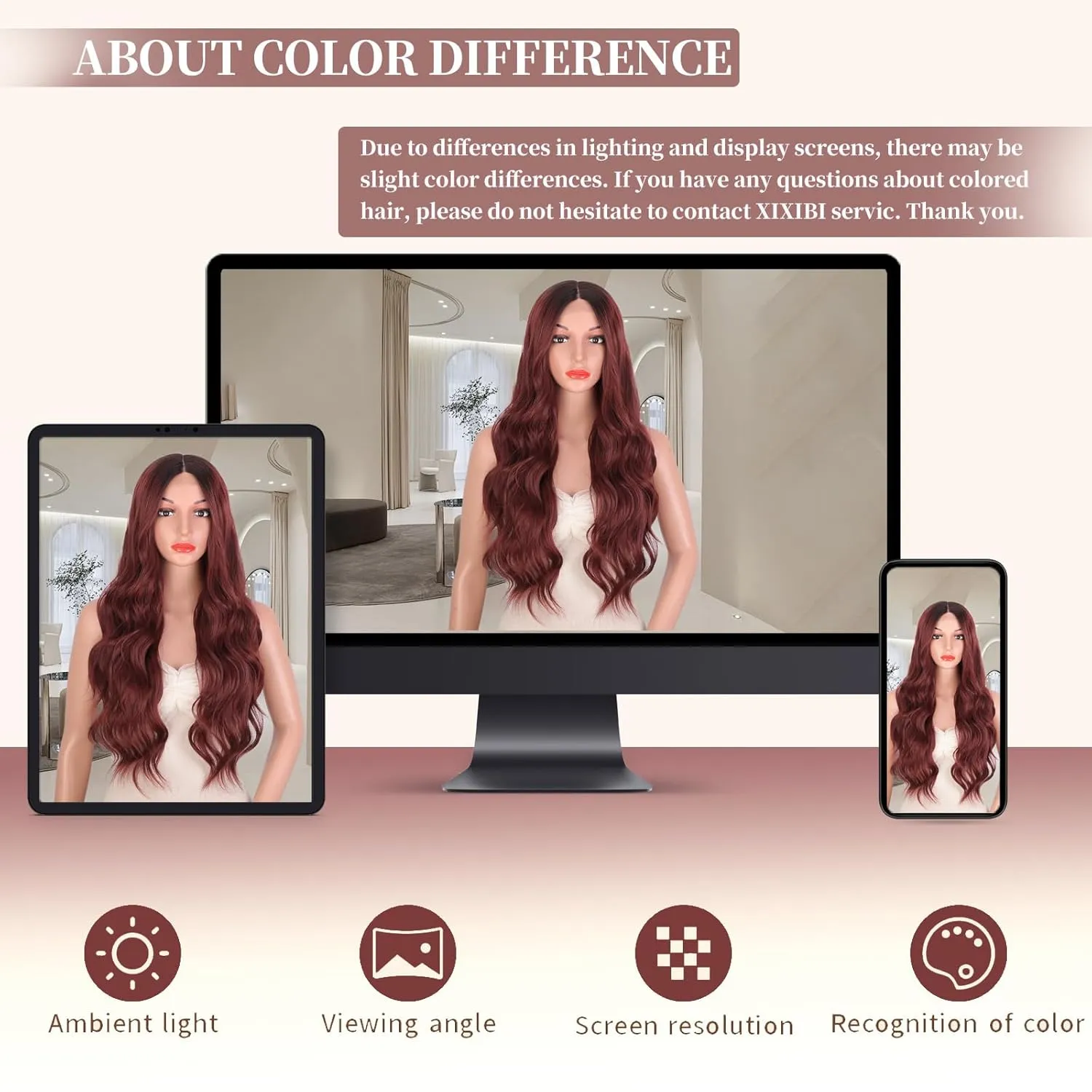 Long Wine Red Wigs for Women, Ombre Red Wavy Wigs with Lace Hairline, 26 Inch Dark Roots Middle Part Synthetic Heat Resistant Fiber Wig for Daily Party Use
