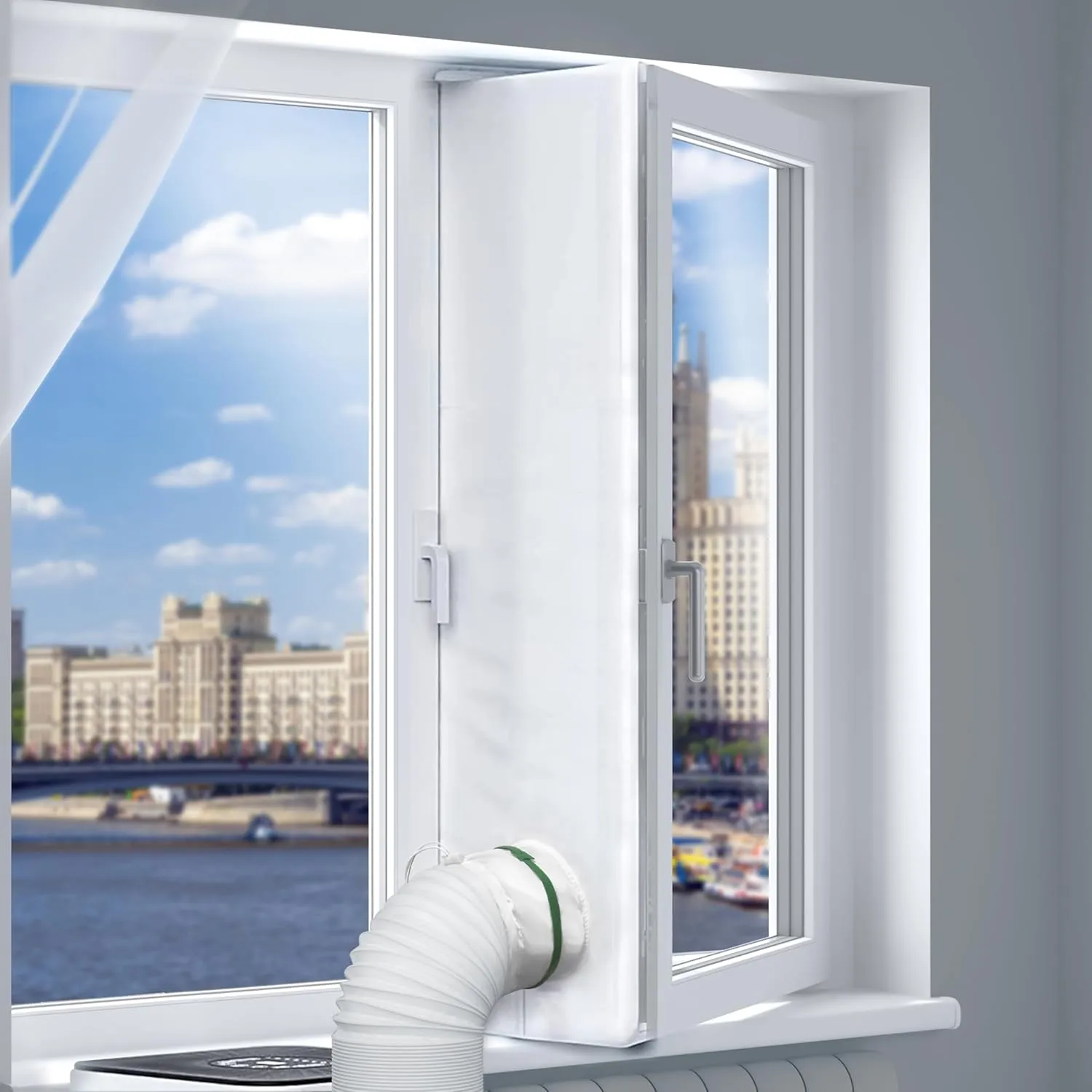 Loviga 500CM (196") Portable AC Window Seal, Casement Window Vent Kit Seal Kit for Portable Air Conditioner Dryer, 100% Sealing Waterproof Easy to Install for Crank Out/Awning/Skylights Window