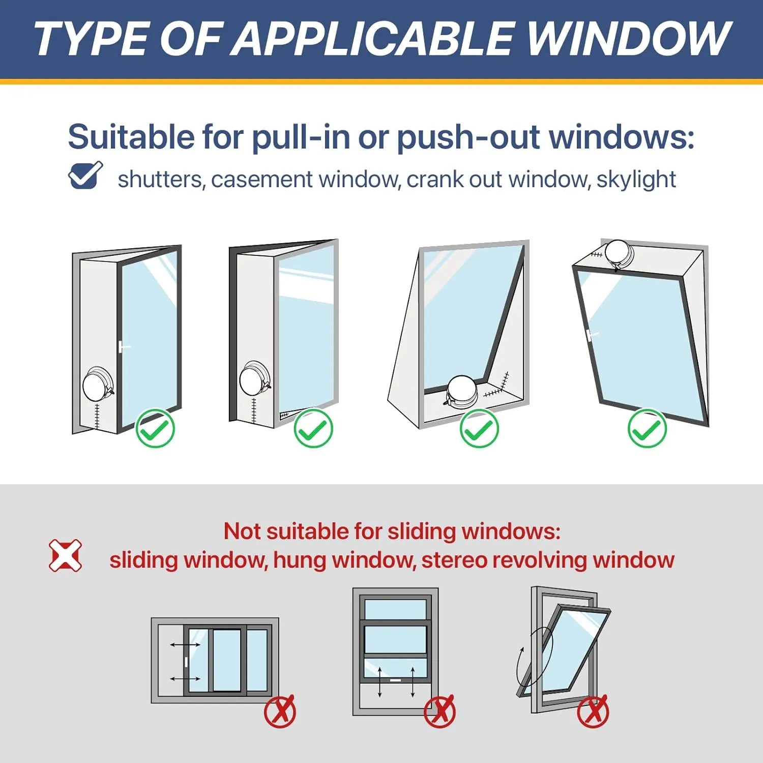 Loviga 500CM (196") Portable AC Window Seal, Casement Window Vent Kit Seal Kit for Portable Air Conditioner Dryer, 100% Sealing Waterproof Easy to Install for Crank Out/Awning/Skylights Window