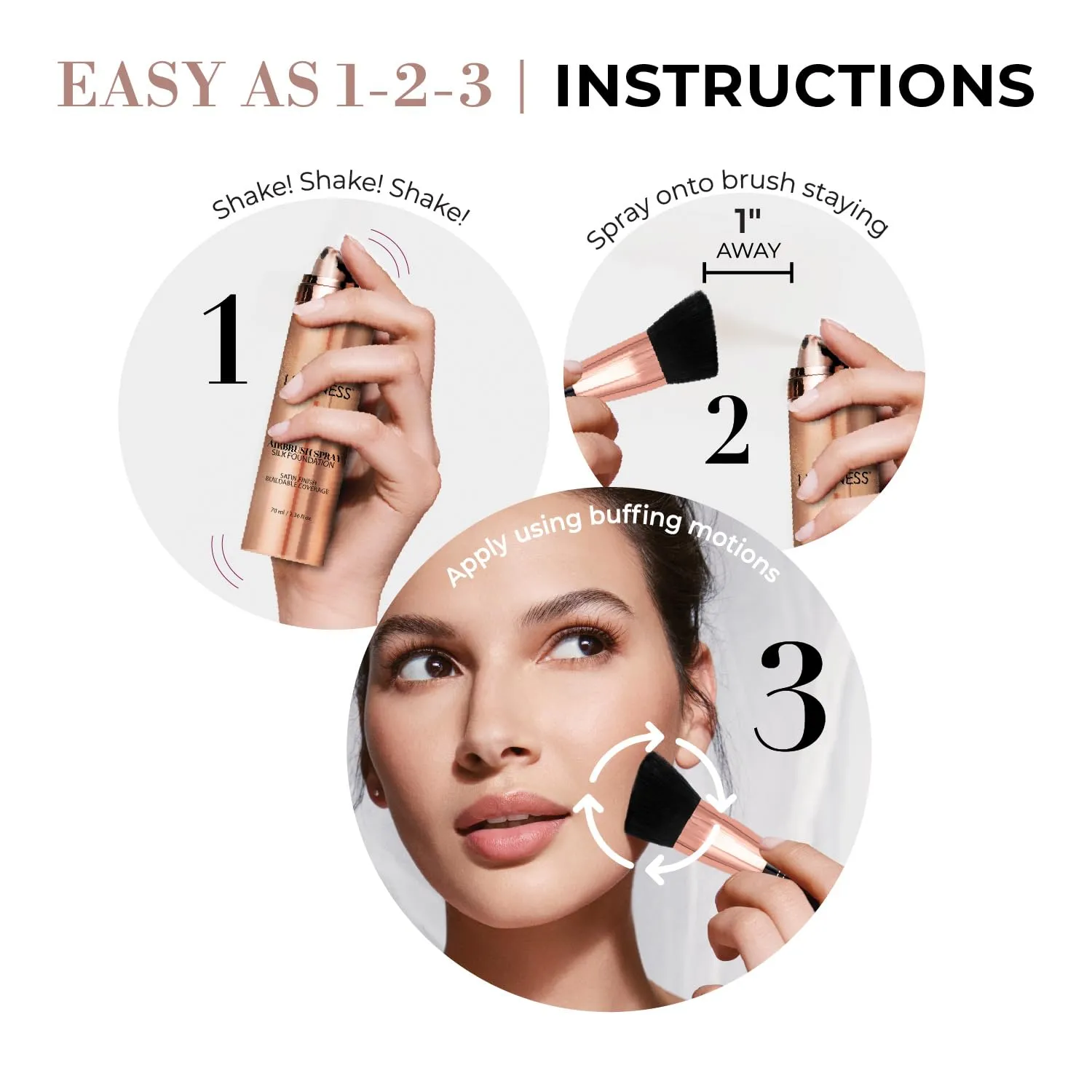 LUMINESS Face Time All In One Makeup Kit - Includes Face Palette, Airbrush Foundation, and Makeup Brush - Long-Wearing, Silky, Soft, Easy to Blend, 3-PC Make Up Set (16 - Light Rich)