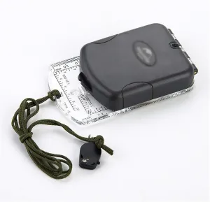 Luminous Flip Compass with Mirror LED Light Waterproof for Hiking Mountaineering Navigation Orienteering Outdoor Survival Kit