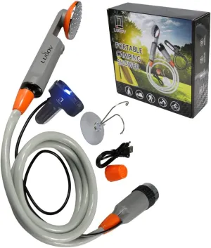LUOOV [Upgraded] Portable Camping Shower,Compact Shower Pump with USB Rechargeable Battery, Handheld Outdoor Shower Head for Camping, Hiking, Traveling,w/3.7V Pump, 6-Ft Hose,Bidet Head