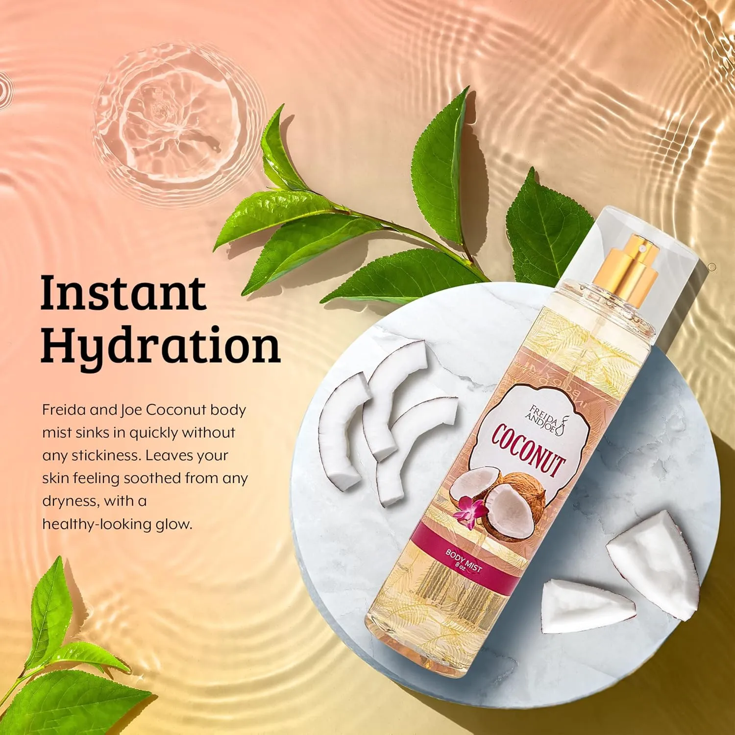 Luxurious Coconut Body Mist Fine Fragrance, Women's Warm & Cozy Luxury Scented Gifts & Presents, 8oz Fine Mist Spray Bottle (Coconut)