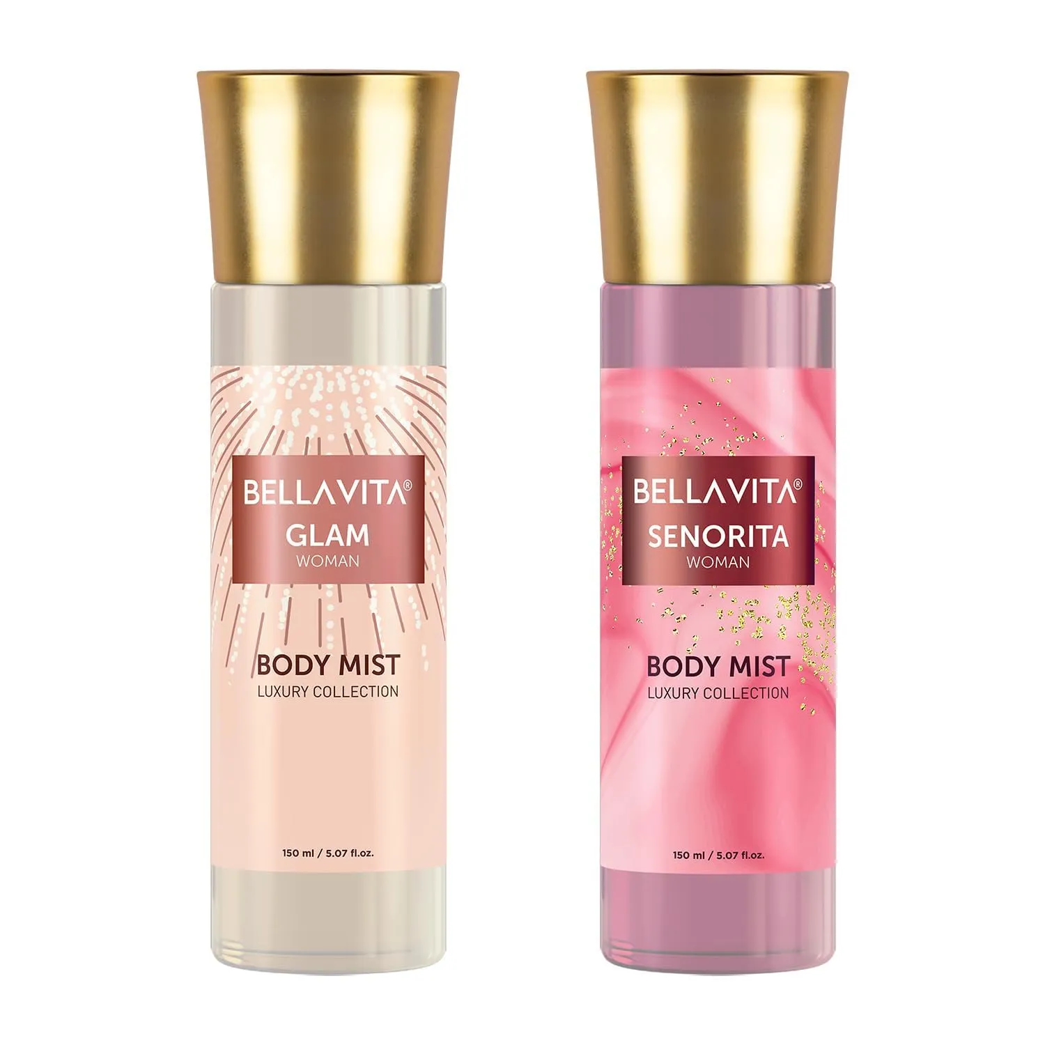 Luxury Senorita & Glam Body Spray Mist Perfume Combo with Long Lasting Refreshing Floral & Fruity Fragrance Scent of Jasmine, 150 ML Each