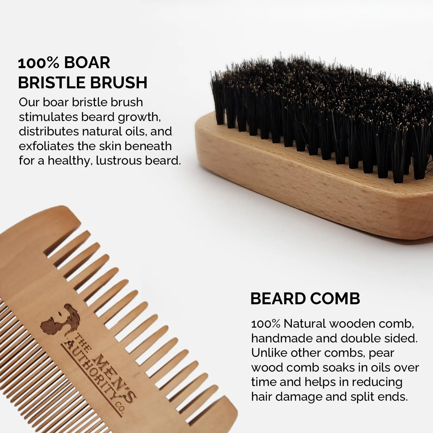 M. A. C.® Beard Kit for Men, Beard Grooming Kit Including Boar Brush, Trimming Scissor Beard Comb and Straight Edge Safety Razor & Blades-Ideal Beard Care Kit with Wooden Gift Box