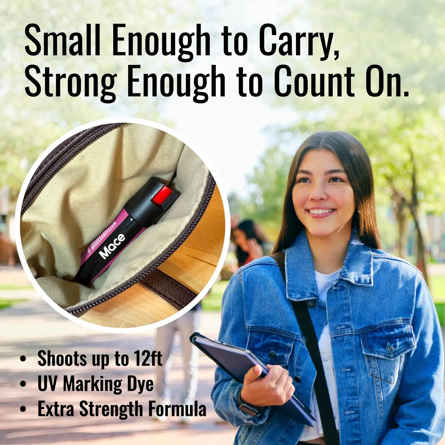 Mace Full Size Twist Lock Pepper Spray, 0.75 oz, 12 Feet Range, Max Strength 10% OC Formula, Long Lasting UV Dye, Leakproof Design, Self Defense Pepper Spray for Women & Men