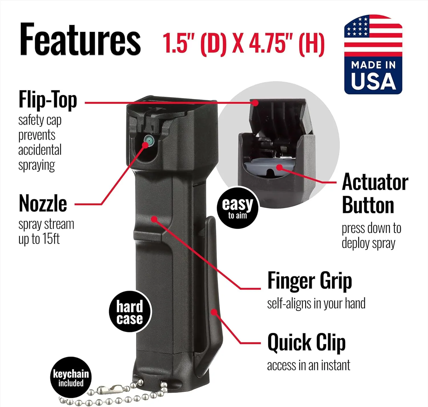 Mace Triple Action Pepper Spray for Personal Protection, Choose from Pocket Model, Personal Model, or Police Model, 3-in-1 Formula (Pepper Spray, Tear Gas, UV Dye), Self-Defense Spray for Women & Men