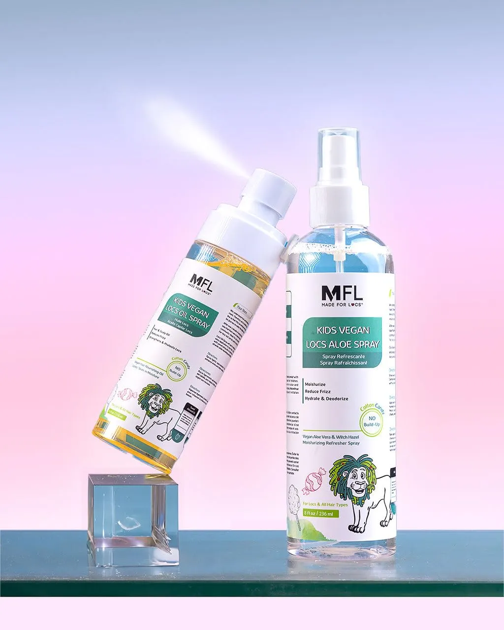 Made For Locs Kids Vegan Locs Aloe Refresher Spray and Locs Oil Bundle Set | Cotton Candy Scent | Lock in Moisture Effortlessly| Kids With Dreadlocks
