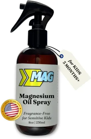 Magnesium Spray for Kids & Toddlers – Restlful Sleep, Calm Bedtime, Growing Pains, Active Play Recovery – Pure, All-Natural, Gentle for Sensitive Skin, Fragrance-Free - 8 fl oz by MAG Recovery