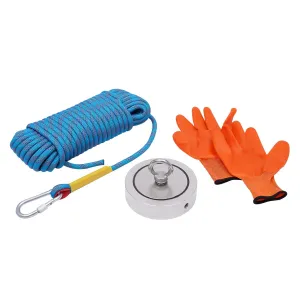 Magnet Fishing Kit, 4000 lbs Pulling Force, Double Sided Fishing Magnet Kit with 66ft Rope, Gloves, and Portable Case, for Ships, Riversides, Sewers, in Mud