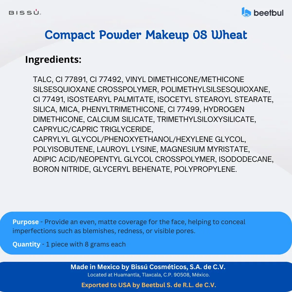 Makeup & Exfoliation Kit - Bissú Compact Powder   1 Medium Velvet Puff   2 Finger Puffs   1 Facial Exfoliating Sponge (08 Wheat, One Size)