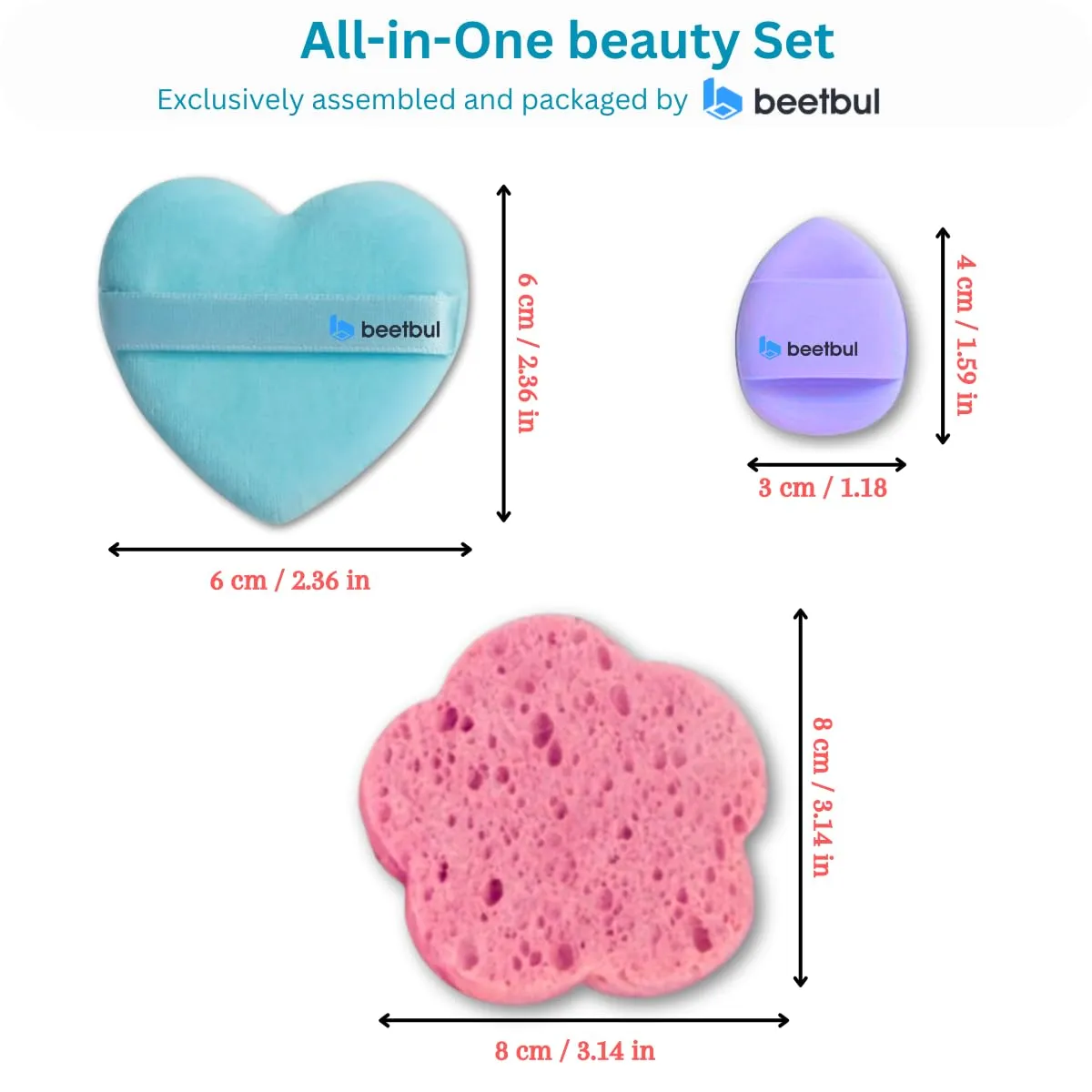Makeup & Exfoliation Kit - Bissú Compact Powder   1 Medium Velvet Puff   2 Finger Puffs   1 Facial Exfoliating Sponge (08 Wheat, One Size)