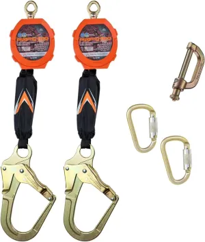 Malta Dynamics Pygmy Hog Web Self Retracting Lifeline – Fall Protection Retractable Safety Lanyard with Connector Kit and Rebar Hook, OSHA Compliant & ANSI Compliant (11 Foot Dual Kit)