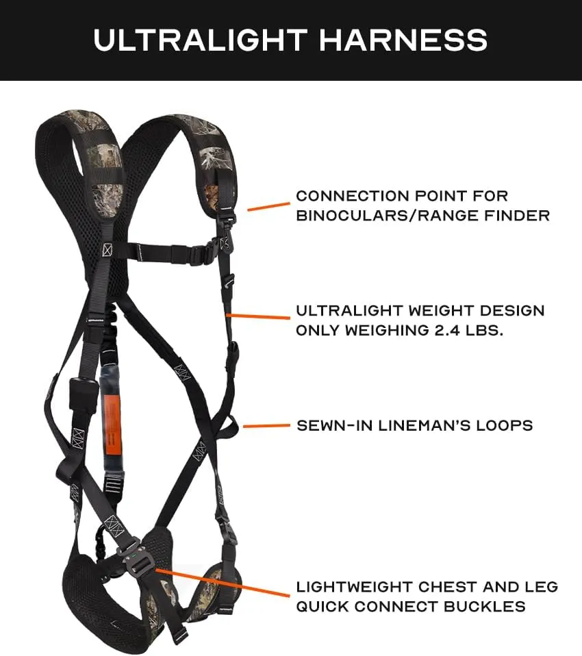 Malta Hunting Safety Ultralight Hunting Safety Harness Set with Climbing Strap, Tree Strap, Deer Drag/Suspension Relief Strap