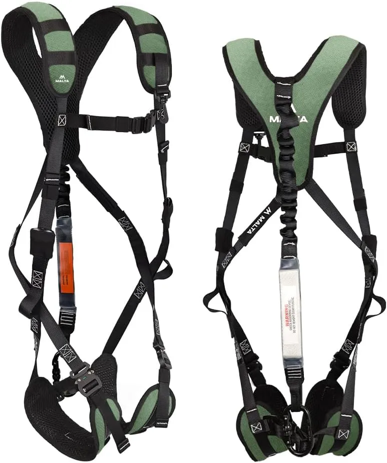 Malta Hunting Safety Ultralight Hunting Safety Harness Set with Climbing Strap, Tree Strap, Deer Drag/Suspension Relief Strap