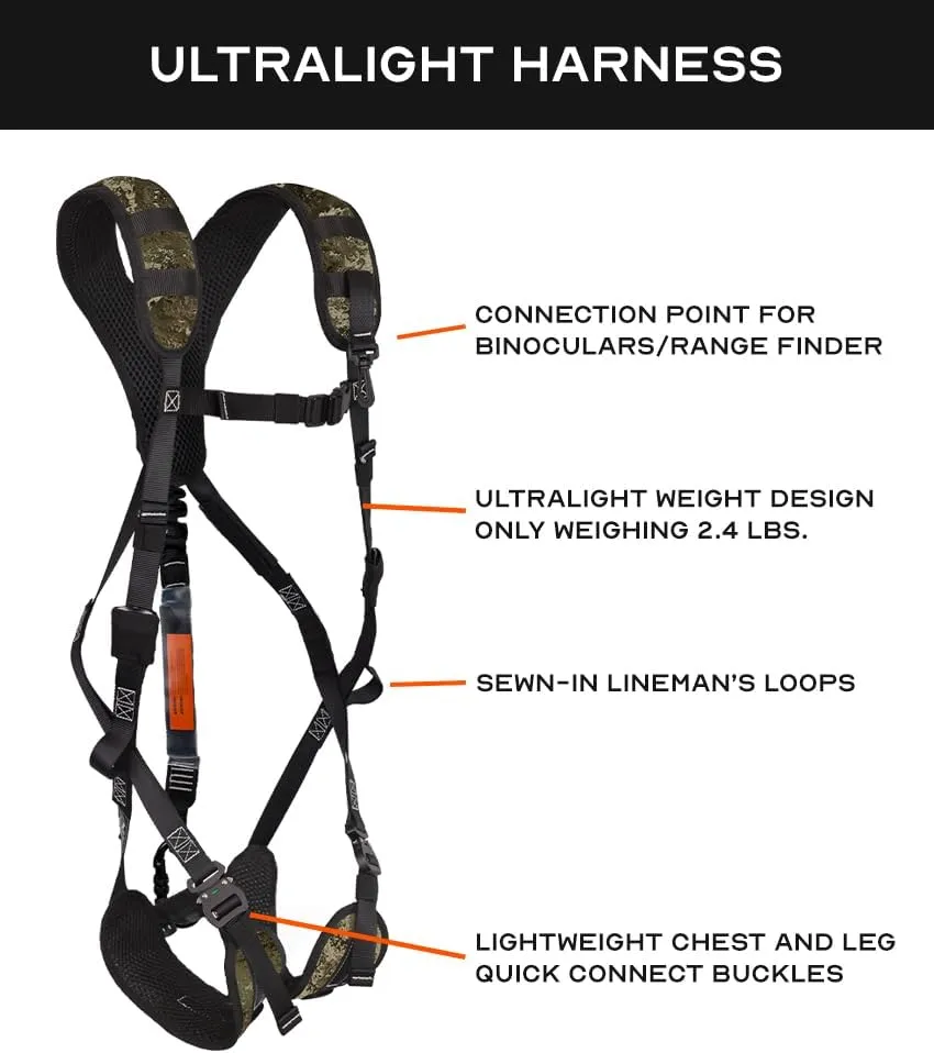 Malta Hunting Safety Ultralight Hunting Safety Harness Set with Climbing Strap, Tree Strap, Deer Drag/Suspension Relief Strap