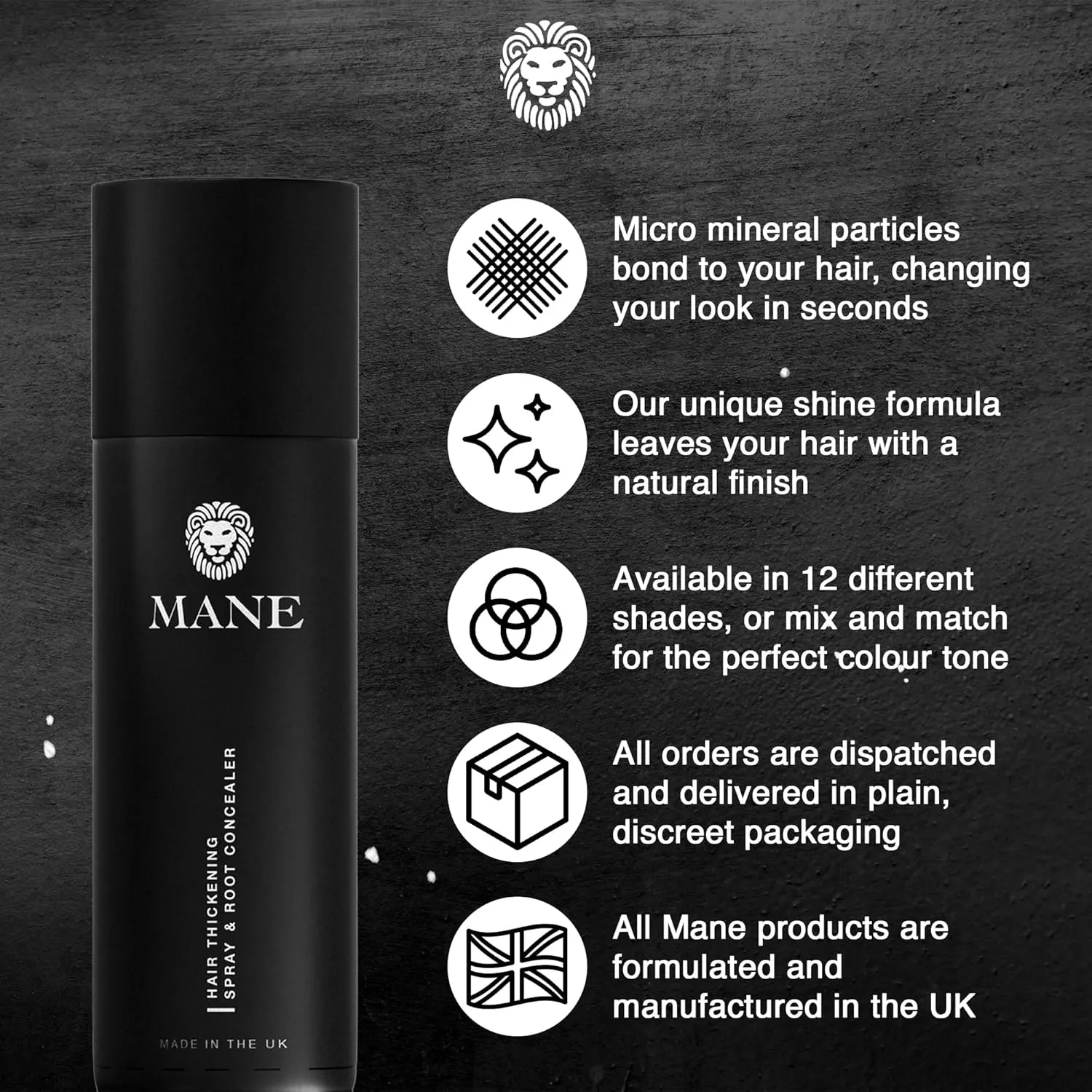 Mane Hair Thickening Spray & Root Touch Up, Instantly Thicker Hair for Men & Women, Fill in Hairlines and Hide Thinning and Fine Patches - Light Brown, 12 Colors (6.76 oz)