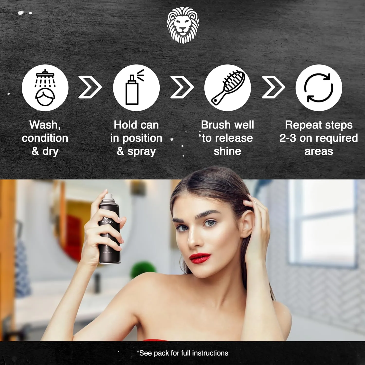Mane Hair Thickening Spray & Root Touch Up, Instantly Thicker Hair for Men & Women, Fill in Hairlines and Hide Thinning and Fine Patches - Light Brown, 12 Colors (6.76 oz)