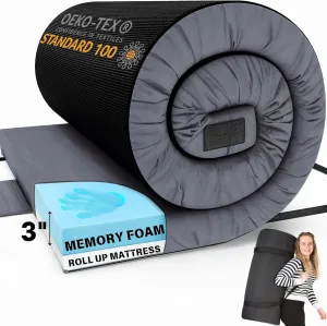 Matrix Comfort-Cell Memory Foam Camping Mattress Pad, Portable Foam Sleeping Pad for Camping, Roll up Sleeping Mat for Adults Floor Mattress Guest Floor Bed for Sleepover, Car, Tent SUV Cot Mattress