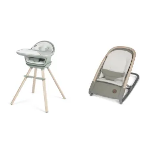Maxi-Cosi Moa 8-in-1 Highchair, Classic Green & Kori 2-in-1 Rocker, Classic Green