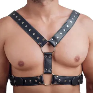 Men's Body Chest Harness Belt, Adjustable PU Leather Gothic Punk Rivet Body Chest Harness Bondage Strap Belt for Men Gay, BDSM SM Cosplay Costume Bar Nightclub Masquerade Party Club Fetish Clubwear